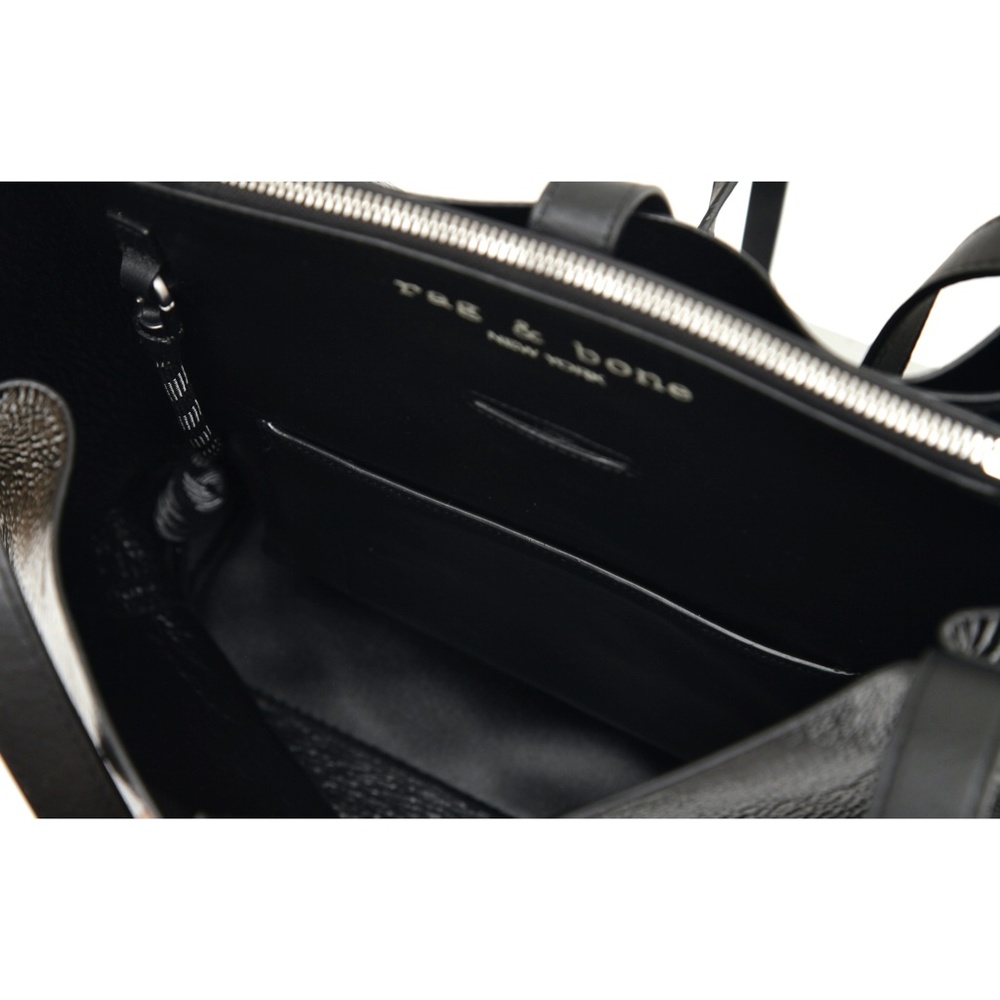 RAG & BONE Black Patent Leather Tote Bag Zipper Travel - Picture 6 of 11